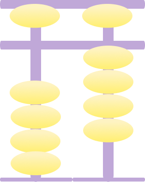 ٧ − ٣ = ٤ على المعداد